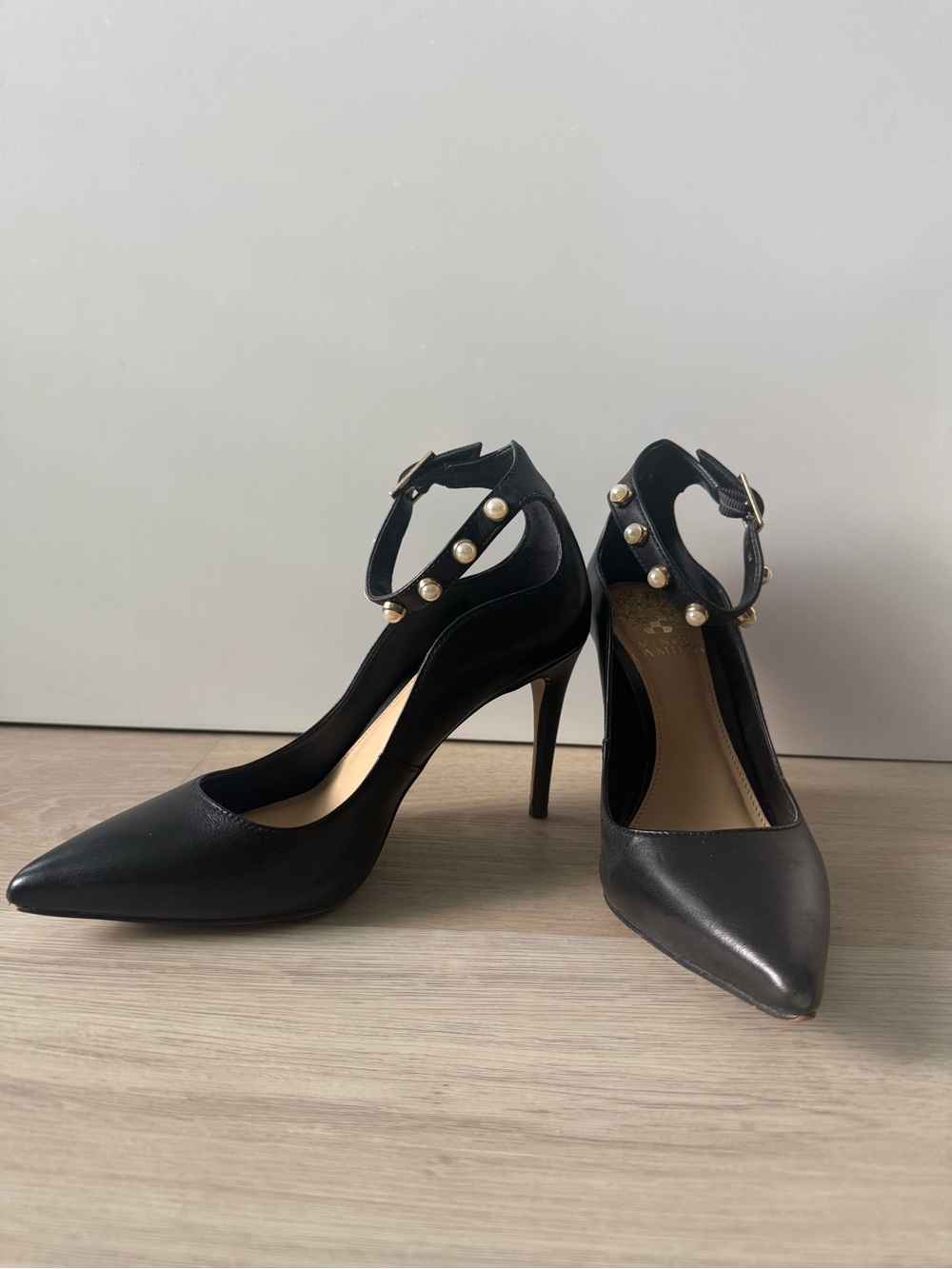 Vince Camuto Black Pearl Ankle-Strap Pumps Size 6